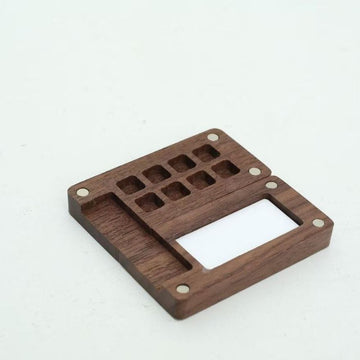 Black Walnut Wood Watercolour Paint Box 8 Wells Mixing Palette Leak-Proof Travel Set