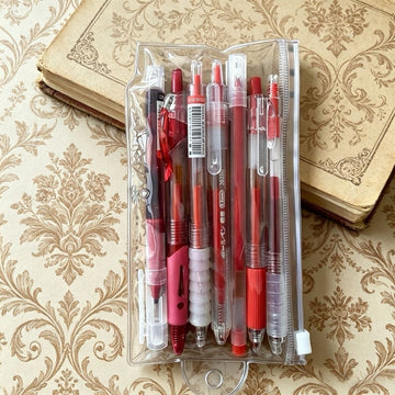 7 Pack Red Gel Pens 0.5mm Teacher Correction Pens Set with Pouch