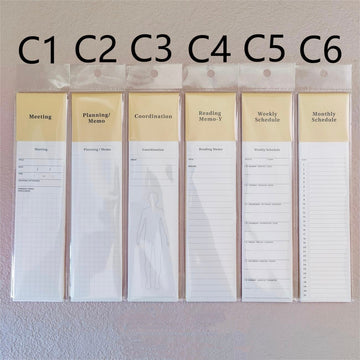 Laconic Style Functional Bookmark Memo Cards C1-C6 Japanese Slim Planner Sticky Notes