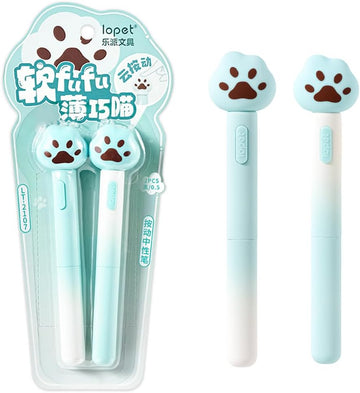 LOPET Soft Kitty Cat Paw Gel Ink Pens 4-Pack with gradient coloured barrels