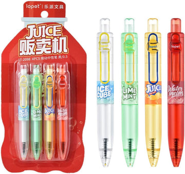 LOPET Juice Retractable Gel Pens 4-Pack in frosted translucent barrels