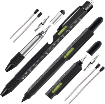 2Pcs Multi Tool Pen Fathers Day Cool Gadget for Him Black