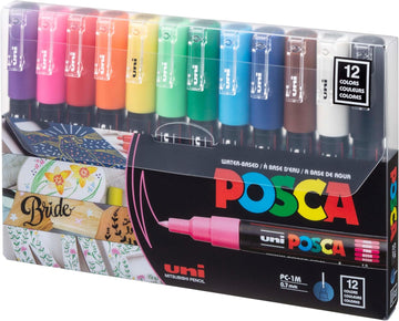 Uni-Posca Paint Marker Pen Extra Fine Point Set of 12 PC-1M12C