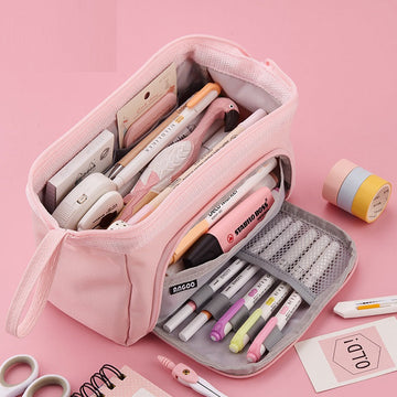 Angoo Pencil Case Extra Large 100-Pen Capacity Canvas Organizer