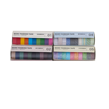 40-Roll Washi Tape Set Candy Colors Pastels Minimalist Patterns