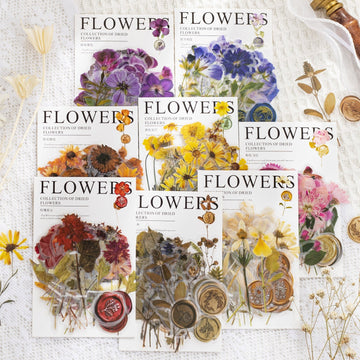 320-Piece Vintage Botanicals PET Sticker Set Pressed Flower Wax Seal