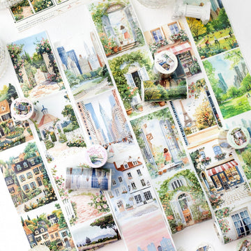 6-Roll Washi Tape Set Scenic Landscape Decor 80mm x 2m