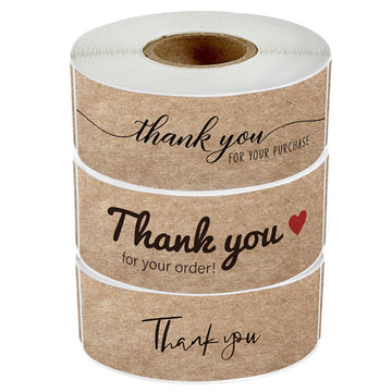 1500pcs Thank You Stickers Kraft Paper Rectangular Labels Small Business