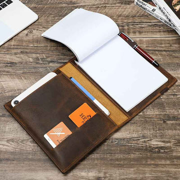 Handmade Vintage Leather A5 Business Padfolio Organizer
