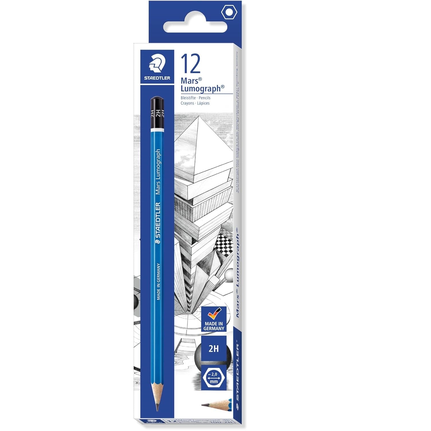 Staedtler 100 Mars Lumograph 2H Graphite Art Drawing Pencil,12 Pack