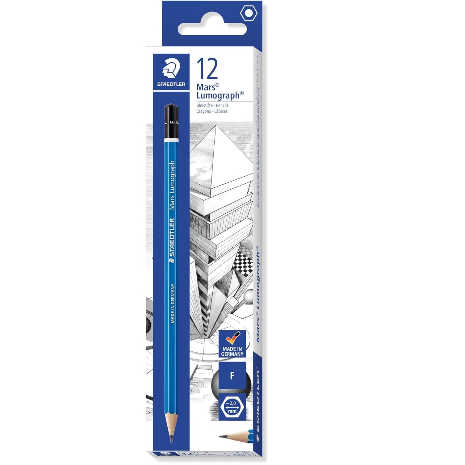 Staedtler 100 Mars Lumograph F Graphite Art Drawing Pencil,12 Pack