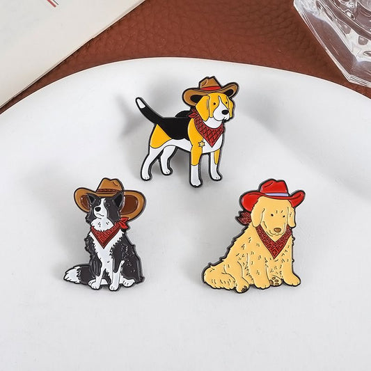 Cowboy Pup Enamel Pins | Festive Dog Lover Jewelry!