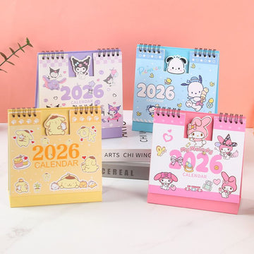 Sanrio 2026 Kawaii Desk Calendar Set - Kuromi, Melody & Friends(4pcs)