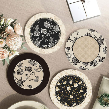 Luxury Floral Round Coaster Set
