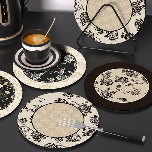 Luxury Floral Round Coaster Set