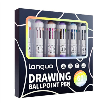 Languo 60-Color Drawing Ballpoint Pen Set, Cute &amp; Layerable