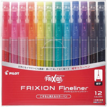 PILOT FRIXION 0.45mm Fine Erasable Gel Ink Pens - 12 Vibrant Colors
