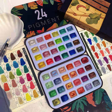 Premium Metallic & Pearl Solid Watercolor Set - 24 Colors