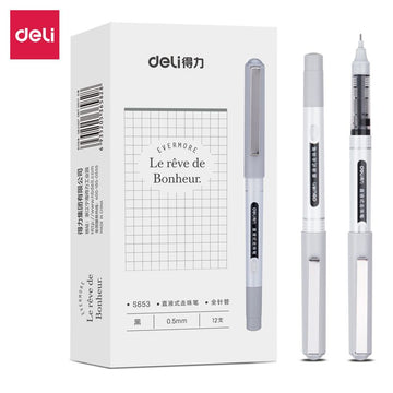 Deli S653 0.5mm Fine Point Rollerball Pens, 12-Pack