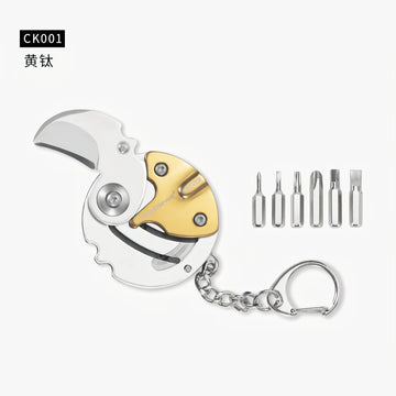 Titanium EDC Keychain with Folding Knife & Tool Kit