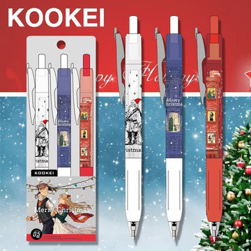 Kookei Christmas Gel Pen Set - 3 Festive 0.5mm Pens, Ins Style