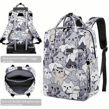 SOCKO Cat Print 15.6" Laptop Backpack – Lightweight & Spacious
