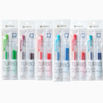 KACO Debo Retractable Gel Pens 0.5mm Black Ink – Pack of 6 Colourful Barrel Pens