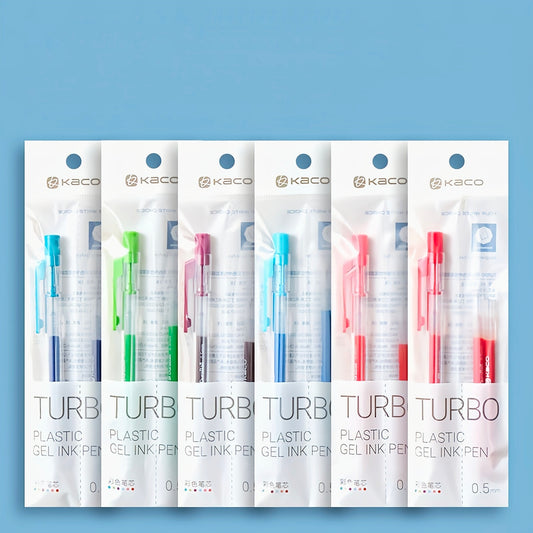 KACO Debo Retractable Gel Pens 0.5mm Black Ink – Pack of 6 Colourful Barrel Pens
