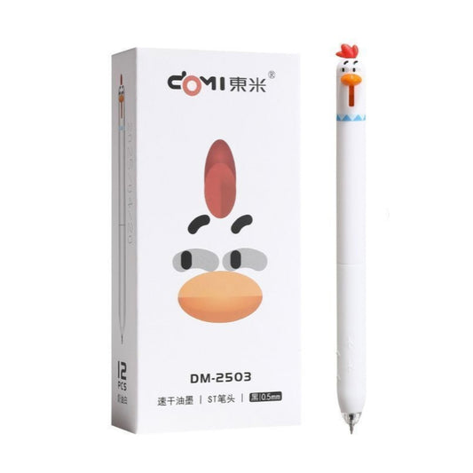 Cute Chicken Ballpoint Pen Set | Fast-Dry 0.5mm Black Ink | Fun Cartoon Novelty Pens for School & Office | Pack of 8