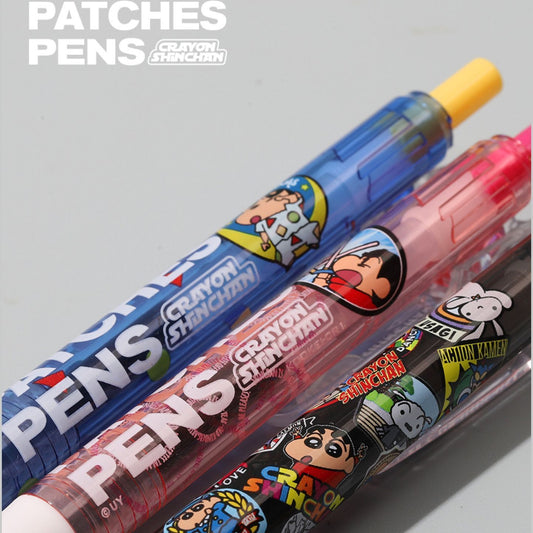 KOOKEI Crayon Shin-Chan Limited Edition Retractable Gel Pen Set | Pyjama Party Collection | 3-Pack 0.5mm Black Ink