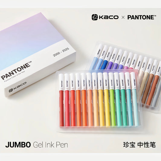 KACO × PANTONE Jumbo Gel Ink Pen Set | 25 Colours of the Year 2000–2025 | 0.5mm Black Ink | Gift Box