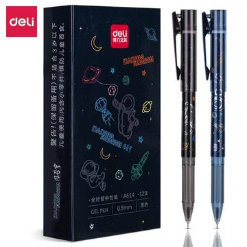 Deli A614 Space Theme Gel Pen Set | 0.5mm Fine Tip | 12 Pack