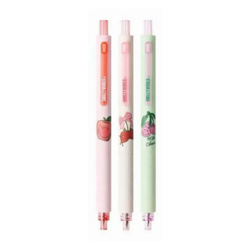 KACO x Smiley World Rocket Fruit Gel Pens | Set of 3 | Black Ink 0.5mm | Cute Kawaii Stationery
