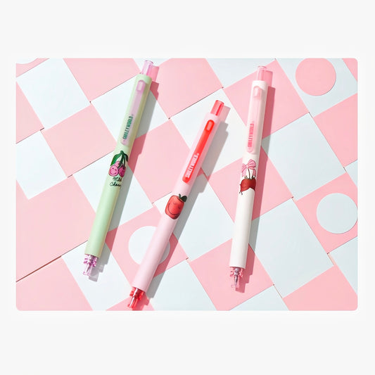 KACO x Smiley World Rocket Fruit Gel Pens | Set of 3 | Black Ink 0.5mm | Cute Kawaii Stationery
