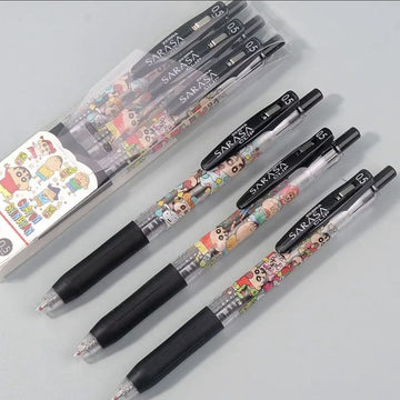 Zebra Sarasa Clip Crayon Shin-chan Limited Edition Black Gel Pens | 0.5mm | Set of 3