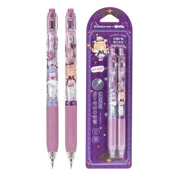 Comix Magic Girl Gel Pen Set | Cute Anime Character Press Retractable Pens 0.5mm Black Ink | Kawaii Stationery Gift