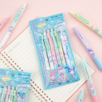 Sanrio Characters Retractable Gel Pen Set | 0.5mm Black Ink | Kuromi My Melody Cinnamoroll