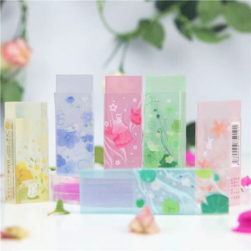 Mineda Japanese Aesthetic Erasers – Colourful Transparent Art Erasers for Students, Pack of 5