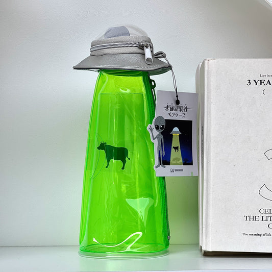 Japanese UFO Pencil Case – Quirky Alien Spaceship Transparent Pen Holder for Students