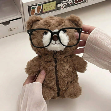 Cute Plush Teddy Bear Pencil Case | Kawaii Japanese Style Fluffy Stuffed Bear Pen Pouch