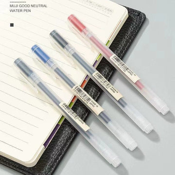 MUJI Gel Ink Ballpoint Pen 0.38mm / 0.5mm | Classic Cap-On Style | Pack of 4 – Black, Blue & Pink