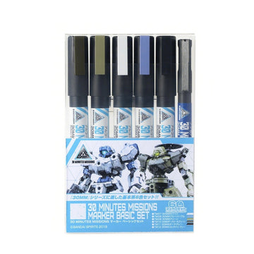 Mr. Hobby Gundam Marker 30 Minutes Missions TMS-02 Basic Set – 6-Color Armor & Frame Marker Set for 30MM Models