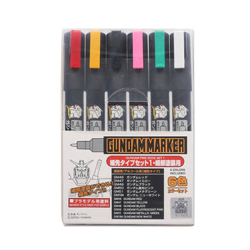 Gundam Marker Fine Edge Set 1 GMS-110 | 6-Colour Fine Tip Detail Paint Markers for Gunpla Model Kits