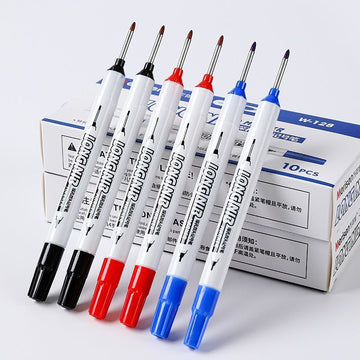 Long Nib Dual Tip Permanent Marker Pen | Deep Hole Marking | Fine & Broad Tip | For Woodwork, Tile & Construction