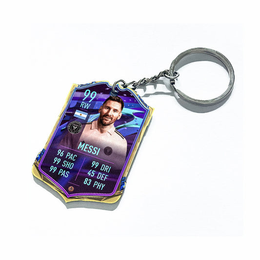 Messi Football Rating Card Acrylic Keychain | FIFA FUT Fan Gift