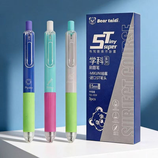 Bear Taidi Subject Series ST Gel Pen 0.5mm Black – 3 Pack
