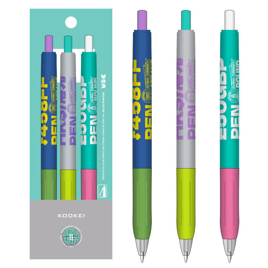 Kookei Global Currency Gel Pen Set | Colour Block 0.5mm Fine Tip | Pack of 3