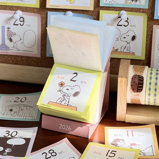 Snoopy Peanuts 2026 Daily Desk Calendar – 365 Days Tear-Off Mini Page-A-Day Cute Home Decor Gift