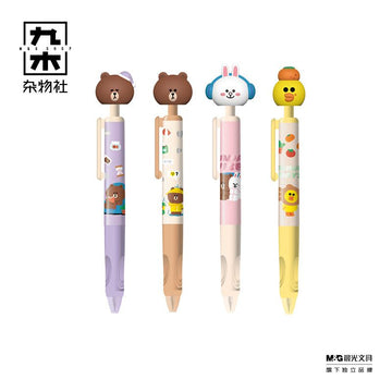 LINE FRIENDS Brown Bear Kawaii Gel Pen Set – 2 Random Pens | Cute Stationery Gift for Girls & Students