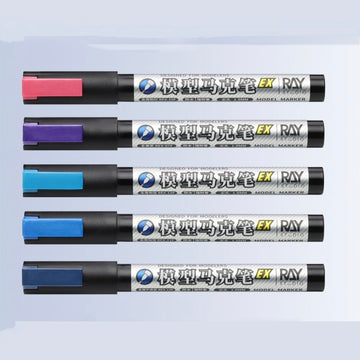 RAY Studio Model Marker EX Super Metallic Colour Pens – 5-Pack Water-Based Paint Markers for Gundam & Scale Model Painting